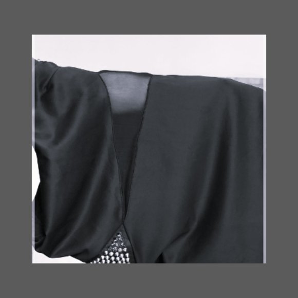 Reckless Hearts Strapless mini dress Black Punk Silver Studs and Mesh EUC Med - Picture 6 of 7